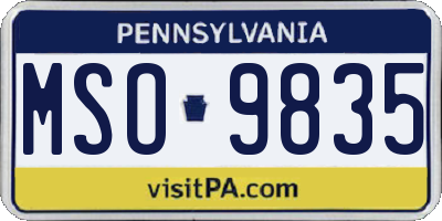 PA license plate MSO9835