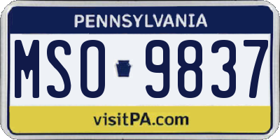 PA license plate MSO9837