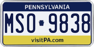 PA license plate MSO9838
