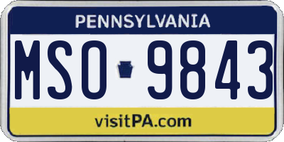 PA license plate MSO9843