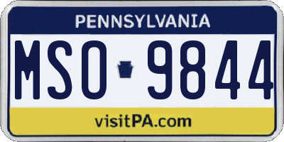 PA license plate MSO9844