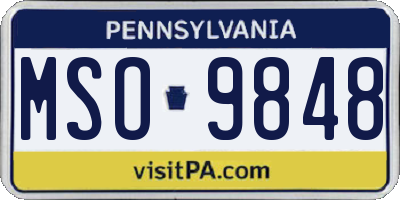 PA license plate MSO9848