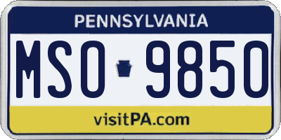 PA license plate MSO9850
