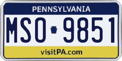 PA license plate MSO9851