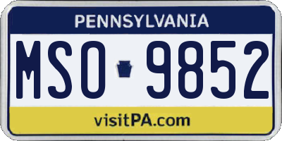 PA license plate MSO9852