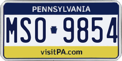PA license plate MSO9854