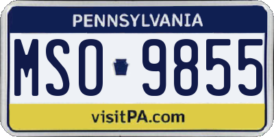 PA license plate MSO9855