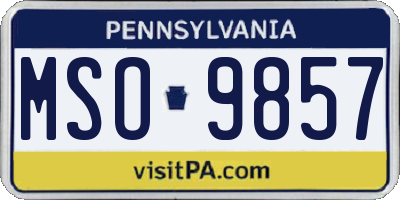 PA license plate MSO9857