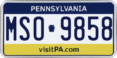 PA license plate MSO9858
