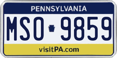 PA license plate MSO9859