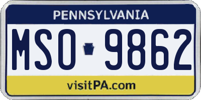 PA license plate MSO9862