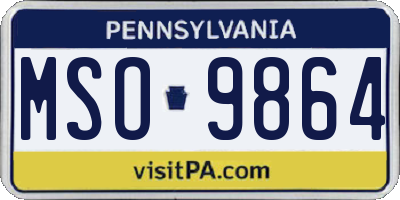 PA license plate MSO9864