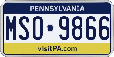 PA license plate MSO9866