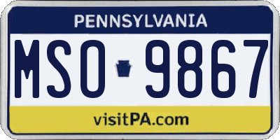 PA license plate MSO9867