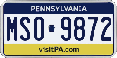 PA license plate MSO9872