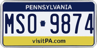 PA license plate MSO9874