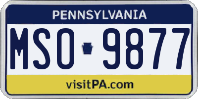 PA license plate MSO9877