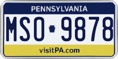 PA license plate MSO9878