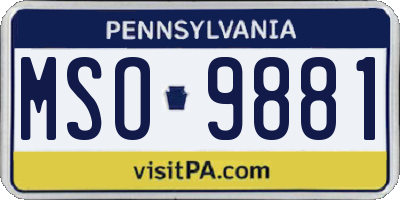 PA license plate MSO9881