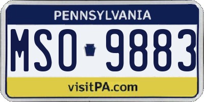 PA license plate MSO9883