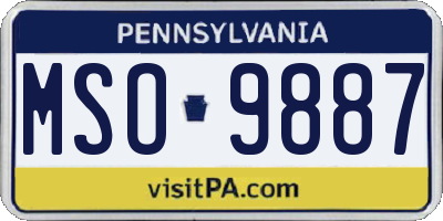 PA license plate MSO9887