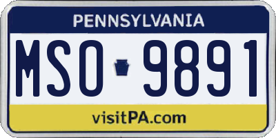 PA license plate MSO9891