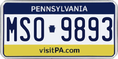 PA license plate MSO9893