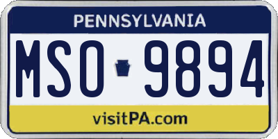 PA license plate MSO9894