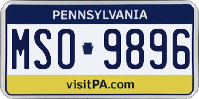 PA license plate MSO9896