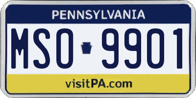 PA license plate MSO9901