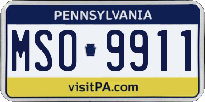 PA license plate MSO9911