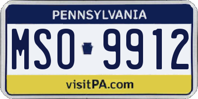 PA license plate MSO9912