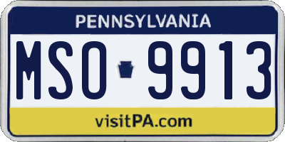 PA license plate MSO9913