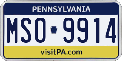 PA license plate MSO9914
