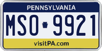 PA license plate MSO9921