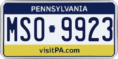 PA license plate MSO9923