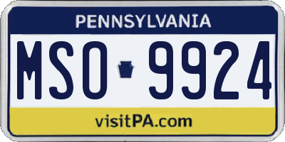 PA license plate MSO9924