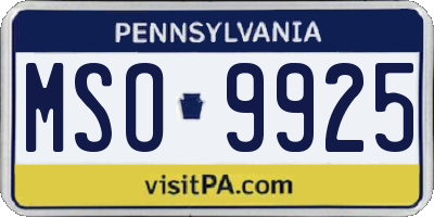 PA license plate MSO9925