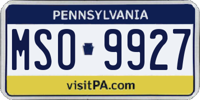 PA license plate MSO9927