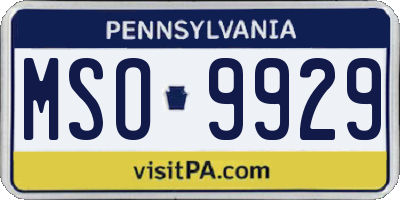 PA license plate MSO9929