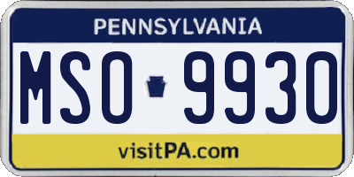 PA license plate MSO9930