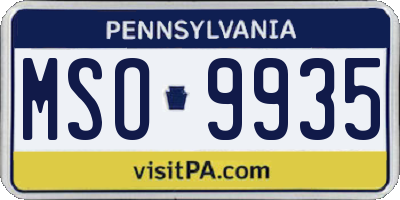 PA license plate MSO9935