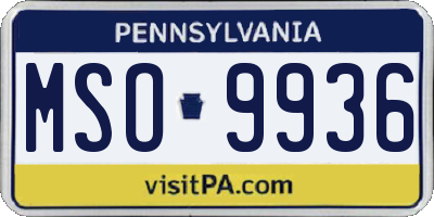 PA license plate MSO9936