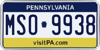 PA license plate MSO9938