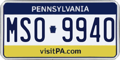 PA license plate MSO9940