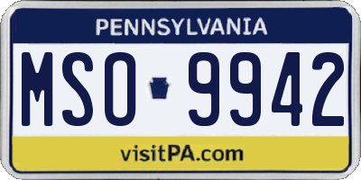 PA license plate MSO9942