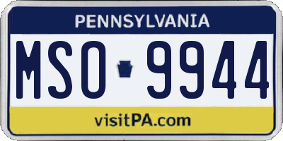 PA license plate MSO9944