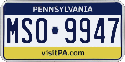 PA license plate MSO9947