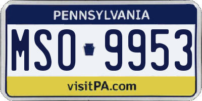 PA license plate MSO9953