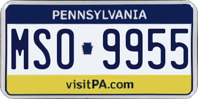 PA license plate MSO9955